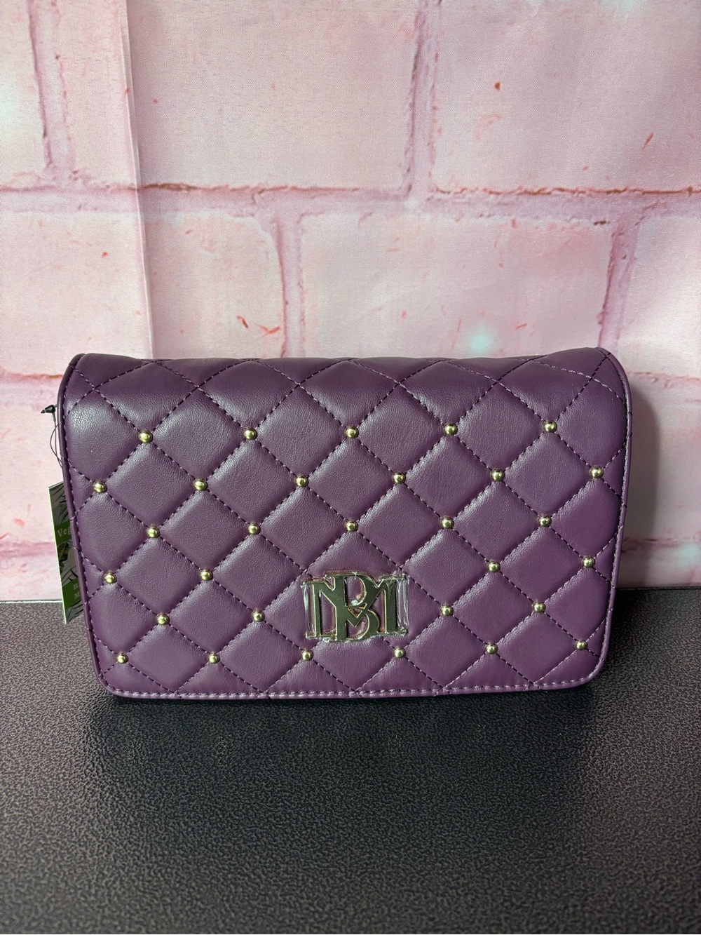 Badgley Mischka Studded Crossbody in the color plum